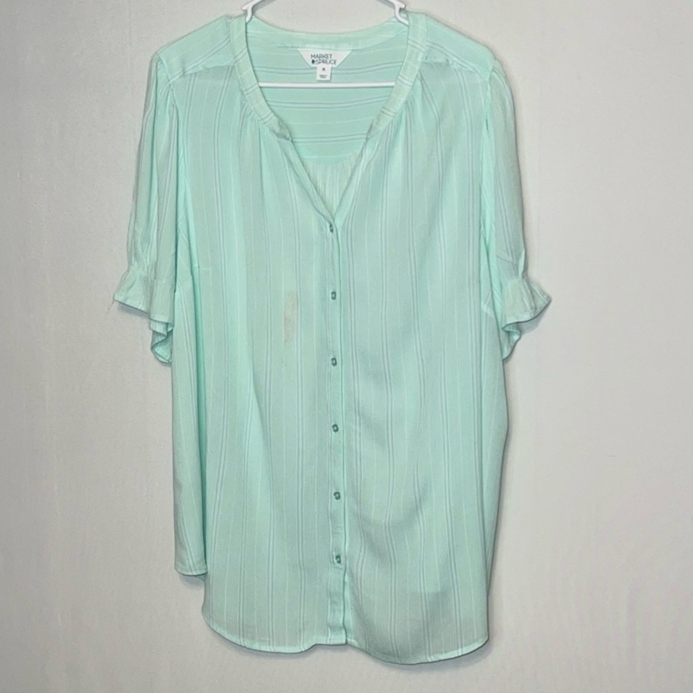 Market & Spruce  V-neck Button Down Short Sleeve Top Womens Size 2X.